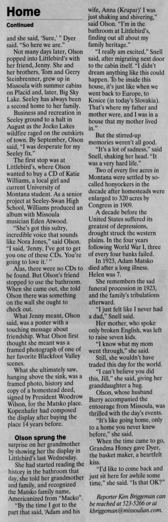 Clipping from The Missoulian
